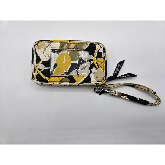 Vera Bradley Women's Wrislet Card Holder Yellow Black White Floral - Picture 2 of 6